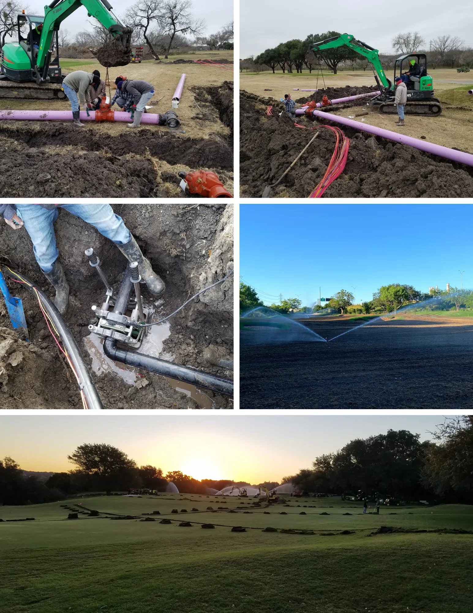 Examples of golf course irrigation installation